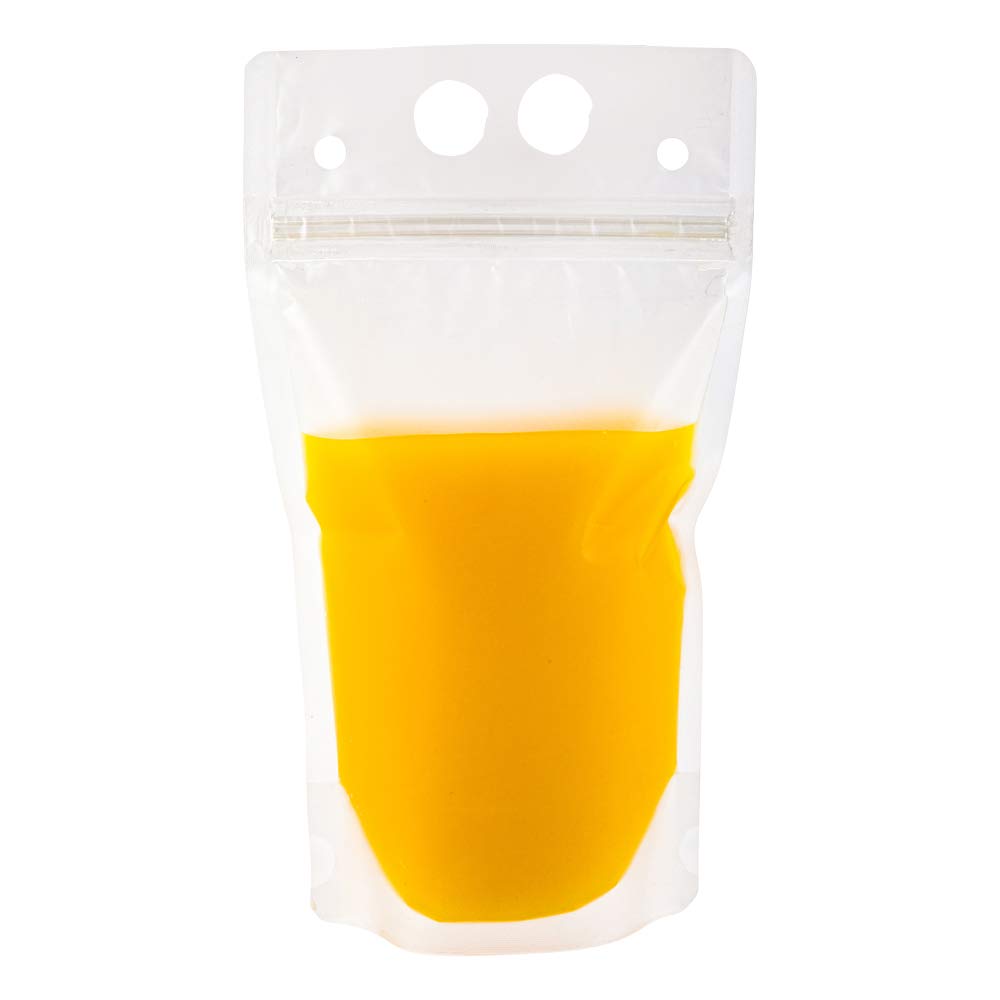 Restaurantware Bag Tek 5.1 X 1.6 Inch Drink Pouches 100 Double Zipper Juice Pouches - Hand-Held Straw Storage Translucent Plastic Drink Bags Heavy Duty Tamper-Evident