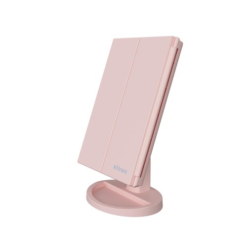 Infitrans Trifold Makeup Mirror Vanity Mirror with Lights,1X 2X 3X Magnification,Touch Control,Adjustable Rotation,Dual Power Supply,Portable Travel Cosmetic Mirror,Birthday Gifts for Women,Teengirls