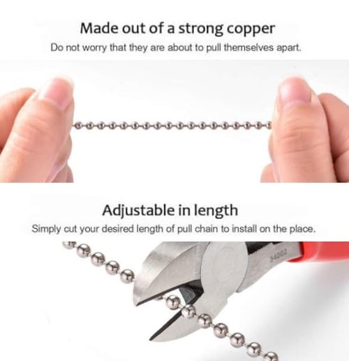 Ceiling Fan Pull Chain Extender, Wooden Decorative Pendant Extension Chains, 12 Inches Lighting & Fan Beaded Ball Fan Cord Extender Ornament with Connector (Wooden White 3Pcs)