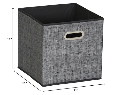 Household Essentials, Black Mix 6 Pack Fabric Storage Bins with Handle