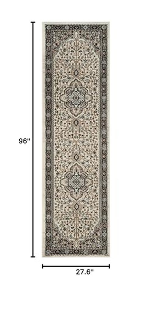 SAFAVIEH Lyndhurst Collection Runner Rug - 2'3" x 8', Cream & Beige, Traditional Oriental Design, Non-Shedding & Easy Care, Ideal for High Traffic Areas in Living Room, Bedroom (LNH338B)