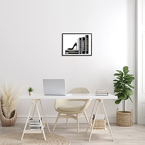 Stupell Industries High Fashion Book Shelf with Stilettos Heel Black Framed Wall Art, 16 x 20, Design by Artist Amanda Greenwood