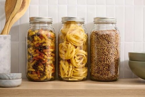Ball Glass Mason Jar with Lids and Bands, Wide Mouth, Half Gallon Size, 64 OZ (3 Pack)