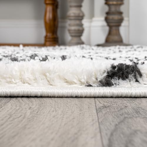 JONATHAN Y Caimari Moroccan Diamond Shag White/Gray Indoor Area Rug, 3x5, Bohemian, Contemporary, Easy-Cleaning for Living Room, Bedroom, Kitchen, Pet Friendly, Non-Shedding (MOH412A-3)