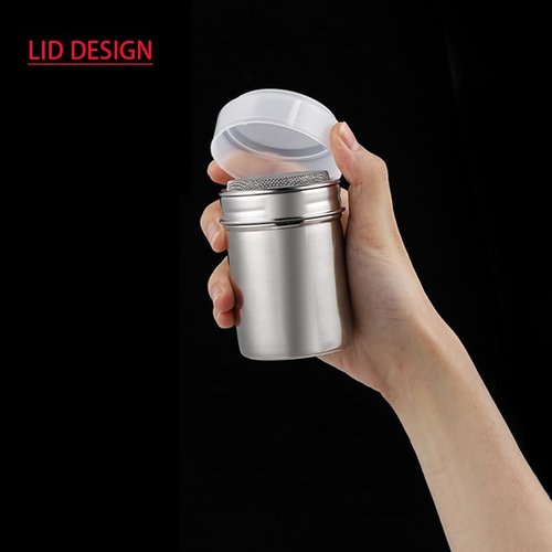 Stainless Steel Shaker Sifter Dispenser Duster Container for Flour, Sugar, Baking Soda, 1 Pack