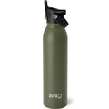Swig Life 20oz Insulated Water Bottle, Travel Water Bottle with Straw and Lid, Cup Holder Friendly, Stainless Steel (Matte Olive)