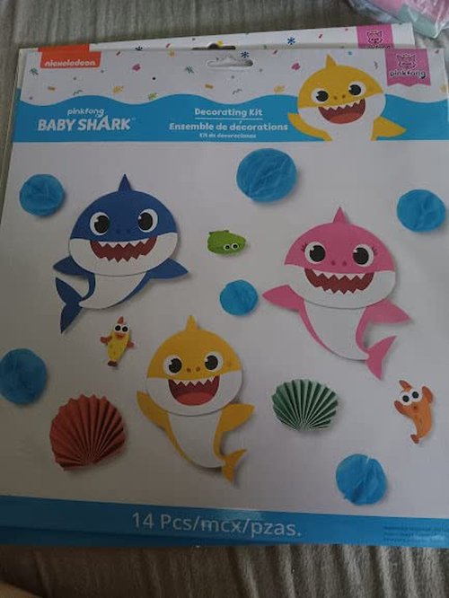 amscan Baby Shark Wall Decoration Kit - 13" | Assorted Design | 1 Set of 14 Pcs.