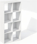 Furinno PELLI 8-Cube Bookshelf - Stylish Horizontal Storage Organizer for Living Room & Home Office | White, 11.7 x 23.7 x 47