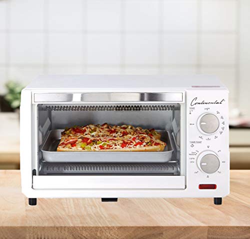Continental Electric CE-TO101 4-Slice Toaster Oven, Frozen Snack, White