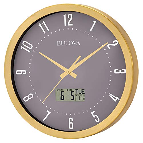 Bulova C4830 Lobby Wall Clock, 14", Gold