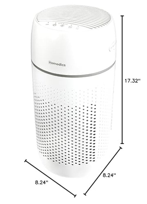 Homedics Air Purifier T22, 5-in-1 Tower Air Purifier, 99% HEPA-Type Filtration with UV-C Technology and Carbon Odor Filter, 4 Speeds, Essential Oil Aromatherapy Tray, for Medium Rooms