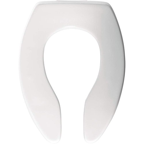 BEMIS 3155CT Commercial Open Front Plastic Toilet Seat, Extra Heavy Duty Industrial Seat without Lid, Secure Installation, Made in USA, Elongated, White