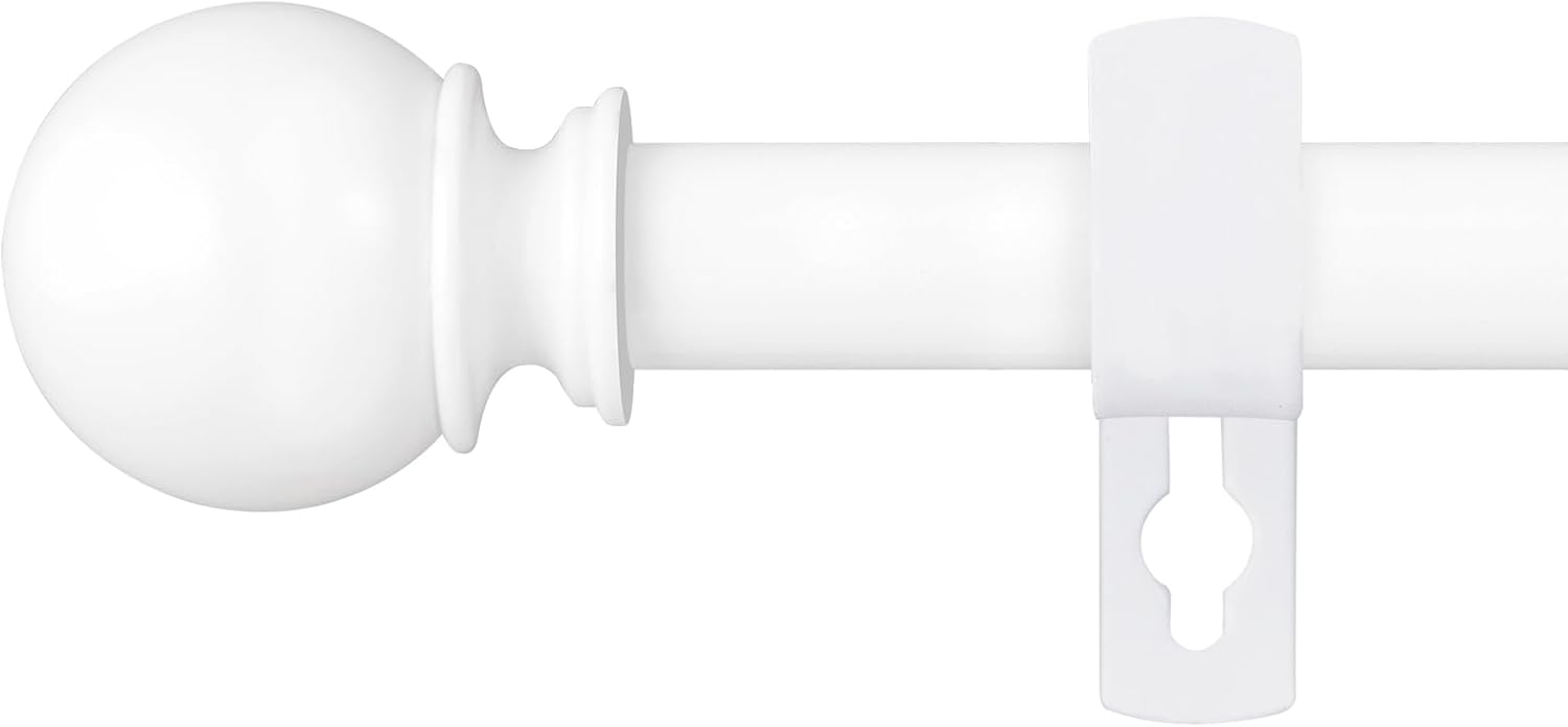 Skiennix Heavy Duty Metal Curtain Rod - Adjustable 28 to 48 Inch, 5/8" Diameter, Includes Bracket