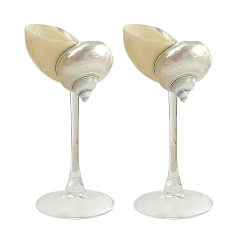 GKWW 2Pcs Seashell Wine Glasses Wedding Wine Glasses Conch Goblet Martini Cocktail Glass Cup for Birthday Wedding Beach Bridesmaids Anniversary Party(A)