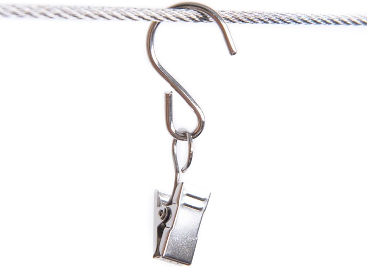 RONYOUNG Stainless Steel S Hooks - 50PCS Hanging Clips for Curtains, Lights, and Crafts | 2.4 Inch Long Silver