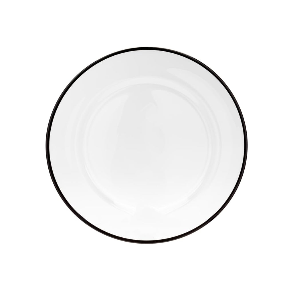 Vikko Glass Charger, 13 Inch Clear Glass Dinner Plate Charger with Black Rim, Set of 4 Elegant Place Setting Chargers