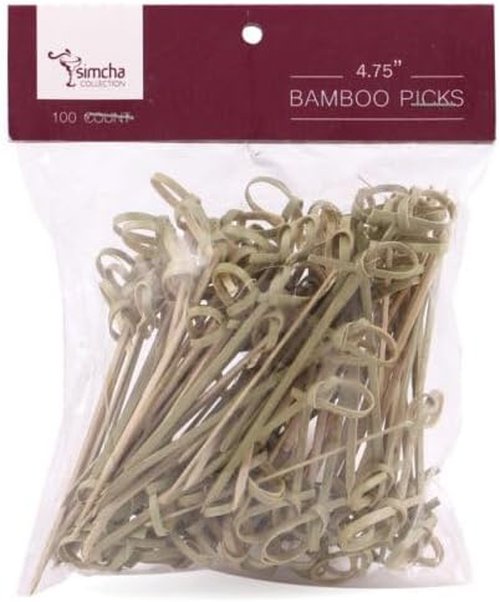 Bamboo Wooden Cocktail Picks - 4.7 Inch Skewers for Appetizers & Drinks | 100 Count