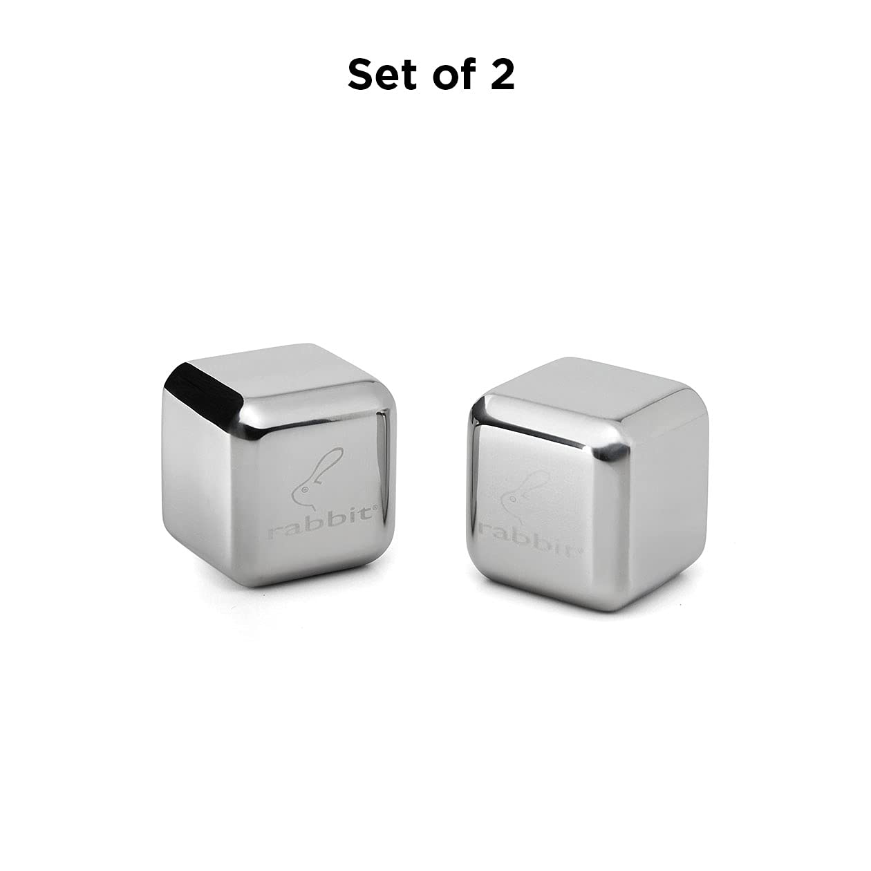 Rabbit Jumbo Chilling Stones - Premium Stainless Steel Whiskey Rocks for Chilling Fine Spirits and Beverages, Reusable Drink Cooling Stones with Storage Case