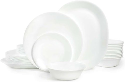 Corelle Vitrelle 38-Piece Dinnerware Set | Lightweight, Chip-Resistant Plates & Bowls in Winter Frost White