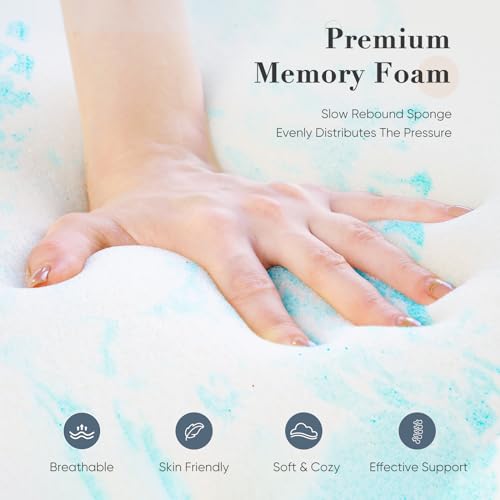 DUMOS Mattress Toppers Memory Foam Queen Size, 3 Inch Thick Bed Topper Pad Cooling Gel Infused Soft Comfy Padding Breathable for Sleeper Sofa Couch RV Camper, CertiPUR-US Certified, Blue