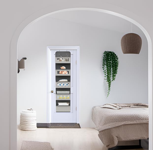 Over The Door Organizer by [Brand Name] - 5 Spacious Pockets with Clear Windows & Metal Hooks for Easy Storage