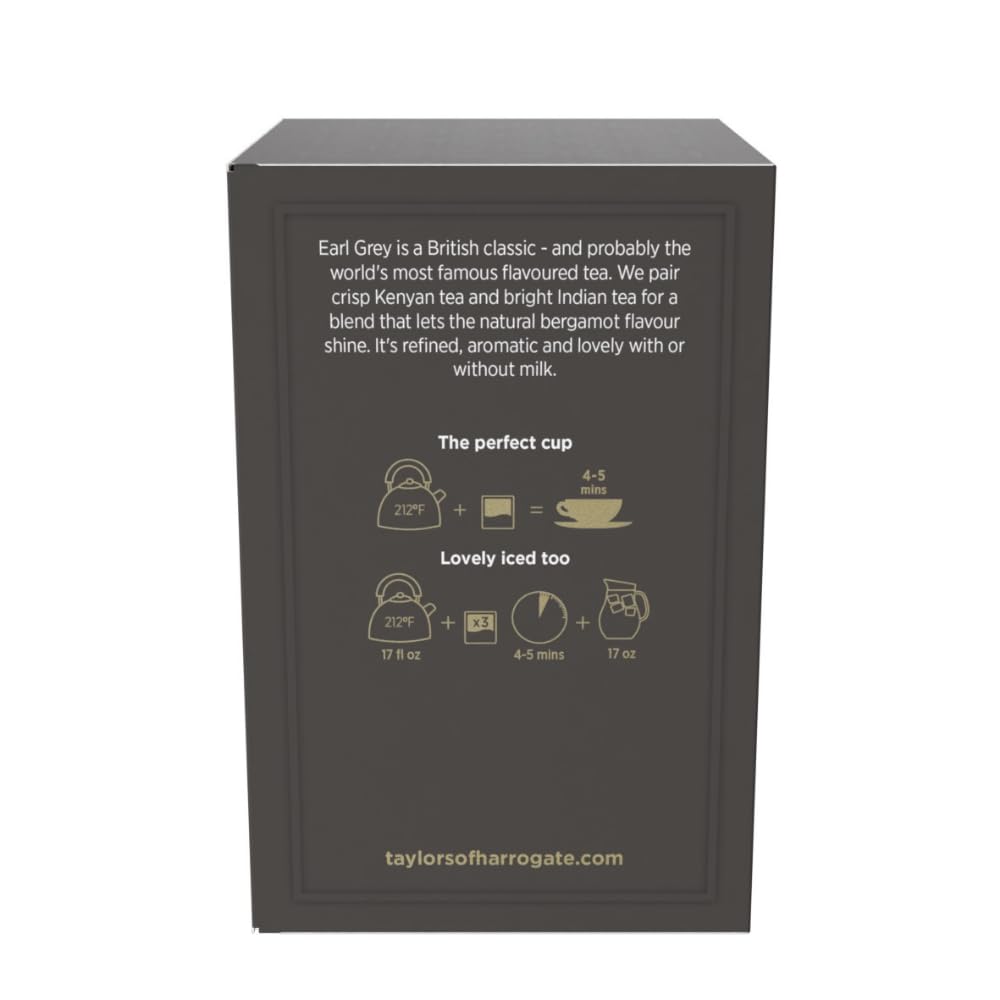 Taylors of Harrogate Earl Grey Black Tea - Fragrant & Delicate Pillow Bags, 50 Count