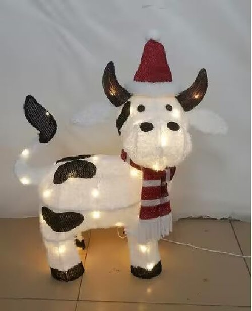VIKIMORA Christmas Lighted Outdoor Decorations:32" Cow,3D Lighted-up Christmas Cow Indoor Outdoor Display with LED Lights,Pre-lit Holiday Farm/Pasture/Home Yard Lawn Patio Garden Decoration