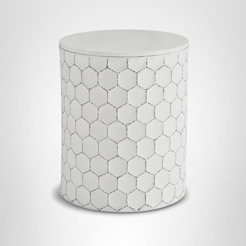 Signature Design by Ashley Polly Geometric Honeycomb Indoor Outdoor Accent Stool or Table, White
