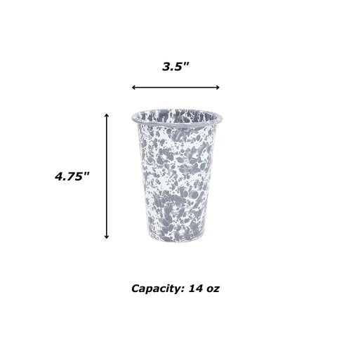 Crow Canyon Home Enamelware Tumbler, 14 ounce, Red/White Splatter (Set of 4)