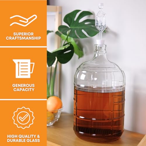 FastRack 3 Gallon Glass Carboy | Clear Fermenter for Wine & Beer | Italian Glass Carboy for Home Brewing, Fermentation Jar & Storage | Durable Wine Carboy & Fermenting Jug | #7 Stopper NOT INCLUDED