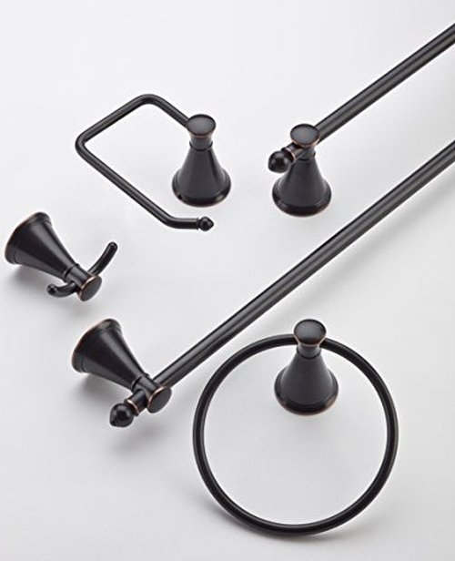 Pfister Saxton Double Hook Bathroom Towel Hook, Wall-Mounted, Screw-In, Tuscan Bronze Finish, BRHGL1Y