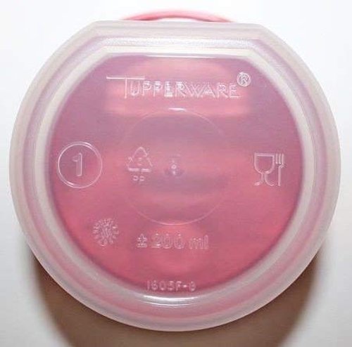 Tupperware Modular Mates Set of 4 Sheer #1 Rounds - 7 oz. Capacity Each - Liquid & Airtight Red Seals
