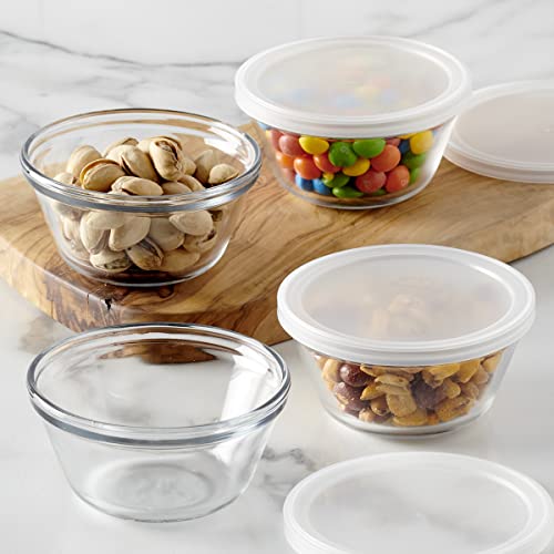 Anchor Hocking Glass Ramekins, 6 Ounce Glass Custard Cups with Lids, Set of 4