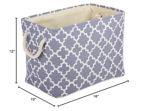 DII Polyester Container with Handles, Lattice Storage Bin, Medium, Stonewash Blue