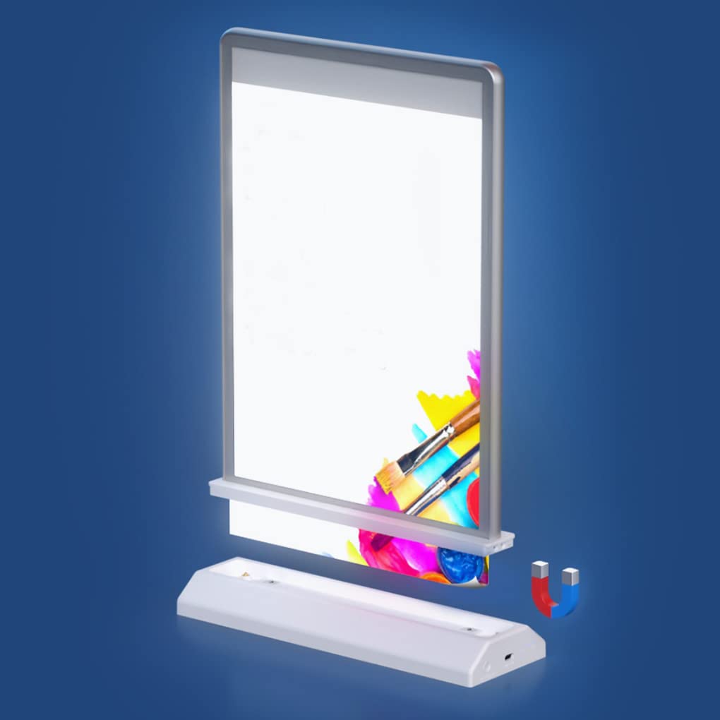 US Stock Rechargeable A4 desktop advertising light box Acrylic Flashing Led Light Table Menu Restaurant Card Display Holder Stand