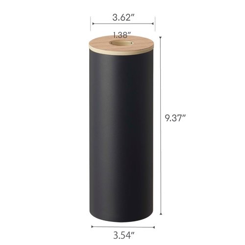Yamazaki Home Rin Reusable Round Tissue Holder Case, Metal Tissue Container with Wooden Lid - Large - Steel + Wood