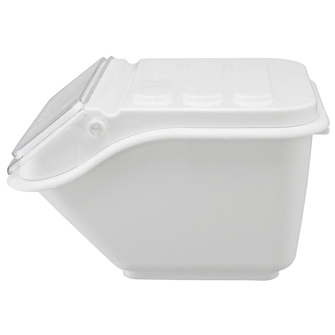 Restaurantware Met Lux 2.6 Gallon Ingredient Bin 1 With Lid Food Storage Bin - With Measuring Scoop Stackable White Plastic Commercial Flour Bin Easy Access For Kitchen Or Storage