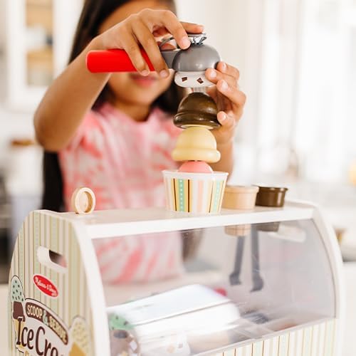 Melissa & Doug Wooden Ice Cream Counter Set - 28 Pretend Play Food Accessories for Kids 3+