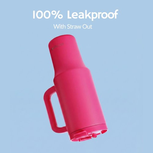 BriteLune 40oz Insulated Tumbler with Handle & Straw Lid | Keeps Cold for 30hrs, Hot12hrs | 100% Leakproof Stainless Steel Water Bottle | Cup holder friendly Travel Mug | Hot Pink