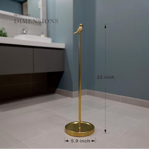 Toilet Paper Holder Stand for 4 Paper Rolls, Bird Style Freestanding TP Holder, Roll Holder Storage - Gold