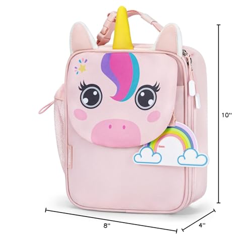 TOURIT Kids Lunch Box Insulated Lunch Bag for Kids with Water Bottle Holder, Water-resistant Lightweight Lunch Tote Bag for Boys Girls to School, Picnics,Unicorn