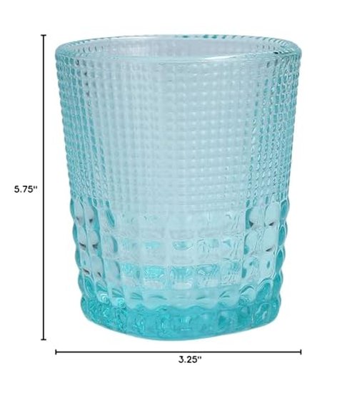 Fortessa Malcolm Iced Beverage Cocktail Glass 6 Pack, 15-Ounce, Pool Blue