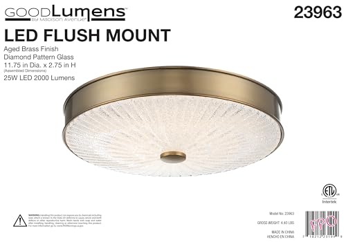 Minka Lavery 23963 11.75 in. 1-Light Aged Brass LED Flush Mount