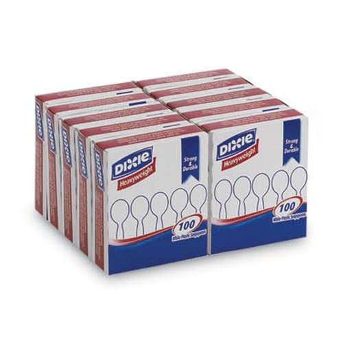 Georgia-Pacific Dixie 5.75" Heavy-Weight Polystyrene Plastic Soup Spoon by GP PRO (Georgia-Pacific), White, SH207, 1,000 Count (100 Spoons Per Box, 10 Boxes Per Case) - Packaging May Vary