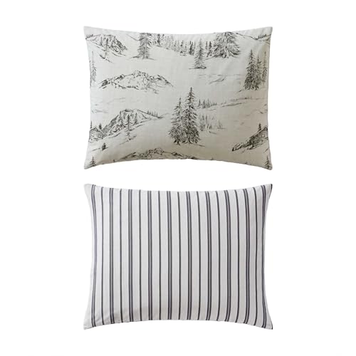 Eddie Bauer - Full/Queen Duvet Cover Set, Super Soft Bedding with Matching Sham(s), Bedding Set, Oeko-Tex Certified (Rocky Mountain Cabin Grey, Full/Queen)