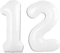 White Number 12 Balloon - 40 Inch Birthday Decoration for 12th Birthday Party Supplies