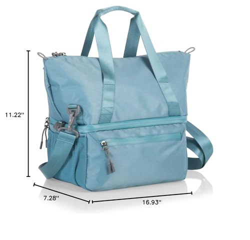 PICNIC TIME Tarana Insulated Lunch Bag made from Recycled Material, Lunch Box with Picnic Set, Upcycled Lunch Cooler Bag, (Aurora Blue)