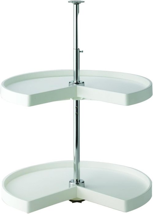 KV Lazy Susan Kidney Shaped 2 Polymer Shelves 24" (Set) White