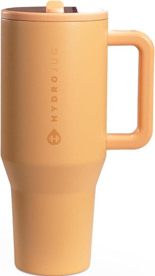 HydroJug Traveler - 40 Oz Insulated Water Bottle with Handle & Flip Straw - Leak Resistant, Marigold