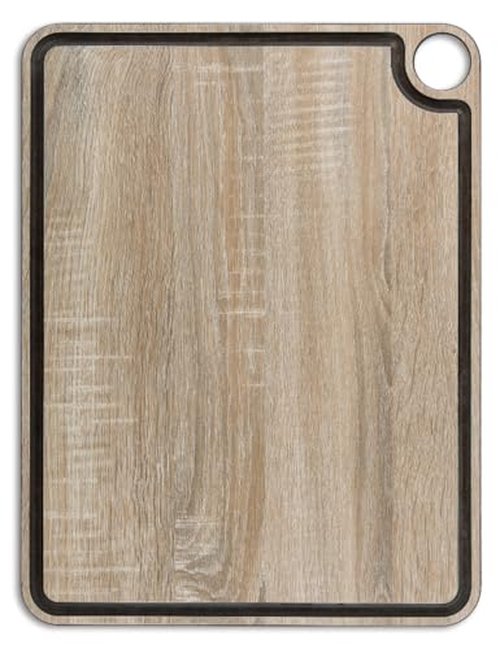 ARCOS Cutting Board with Channel and Hanger. Wood Smooth Surface for Chopping Food in Cellulose Fibre and Resin. Professional Meat and Vegetable Cutting Utensil. Serving Board. Color Brown. 17"x13"
